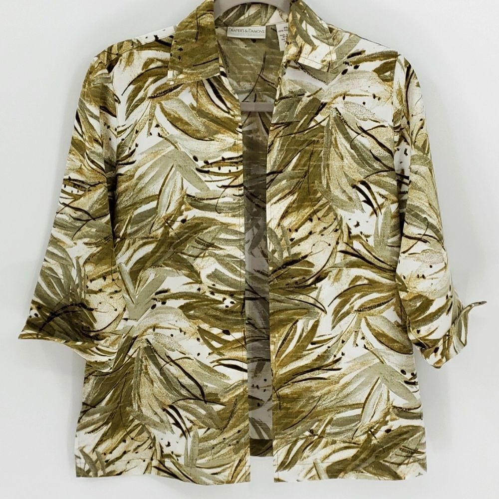 Drapers & Damon's vintage light jacket. PSmall Green/gray‎ palm trees 🌴cruise